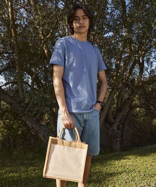 Cotton pocket jute midi tote